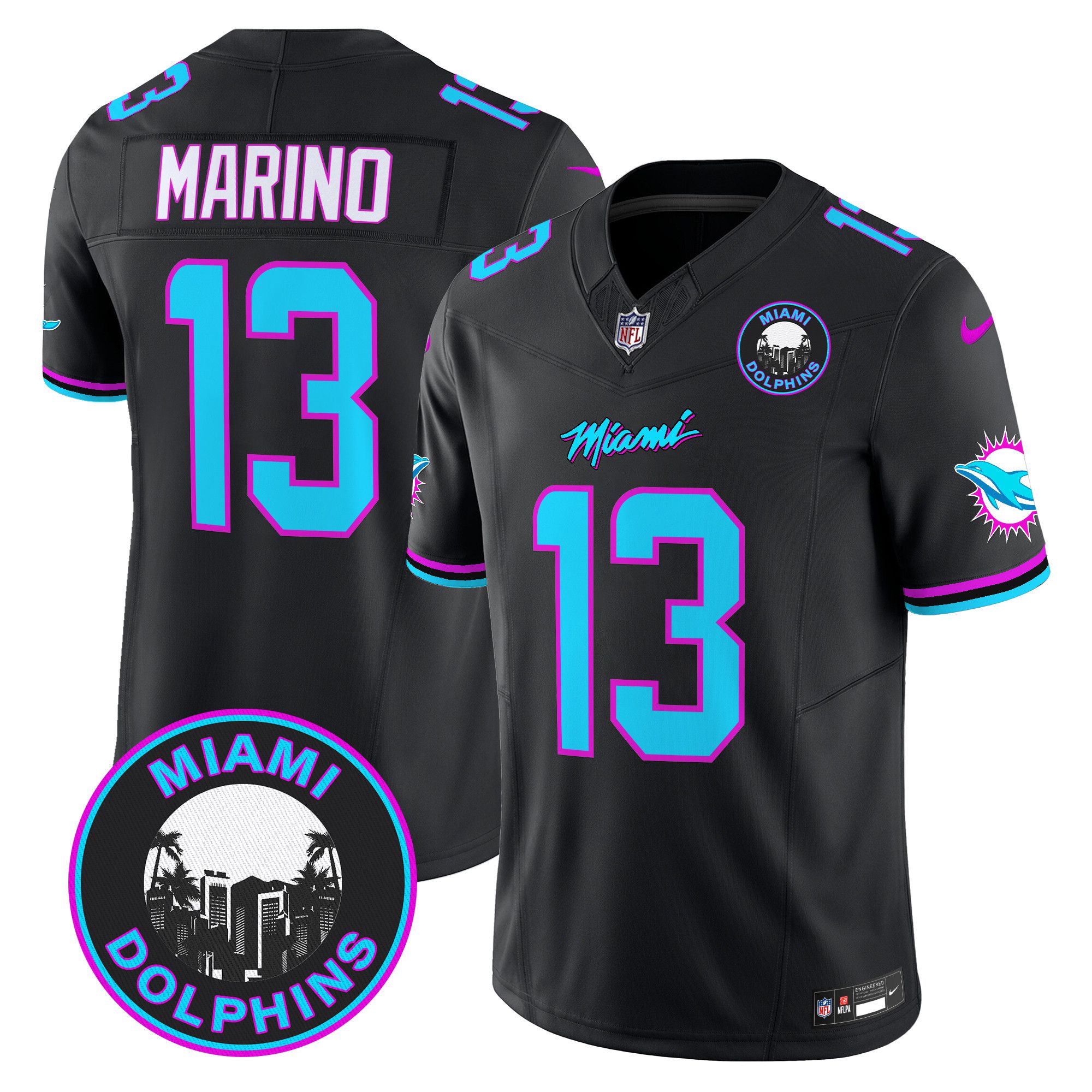 Men Miami Dolphins #13 Marino Black 2024 Nike Vapor Limited NFL Jersey style 1